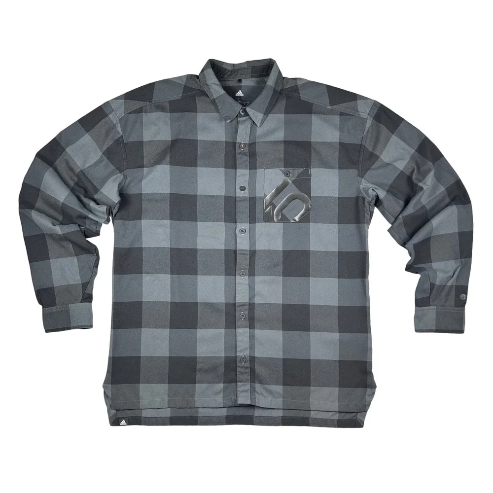 Adidas Golf Mens Grey Black Buffalo Plaid Flannel Shirt Long Sleeve HG1303 L